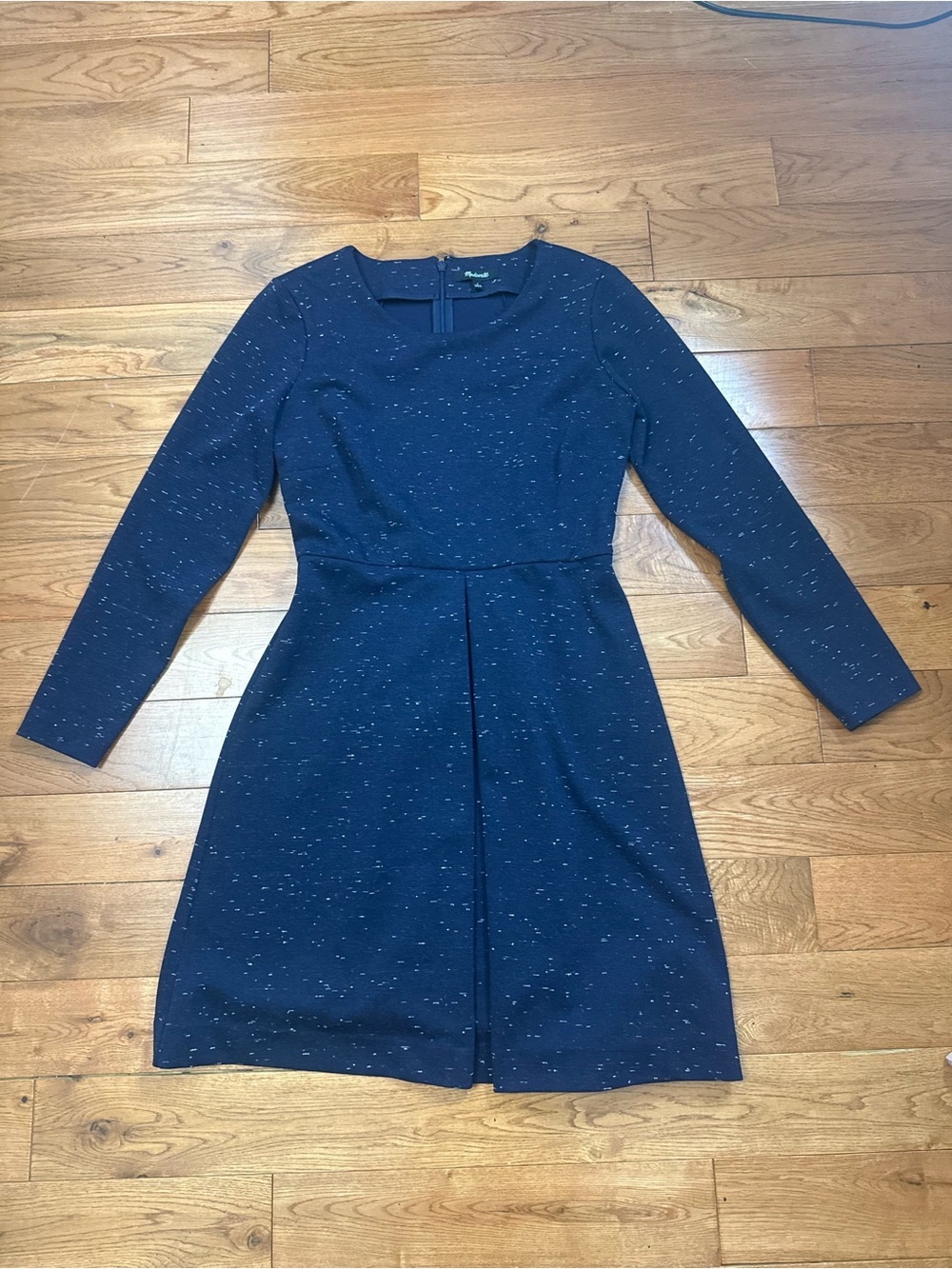 Madewell ‘Gia’ Marled Navy Long Sleeve Ponte Knit Dress NWOT - Picture 4 of 10